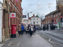 Across the road and down the High Street